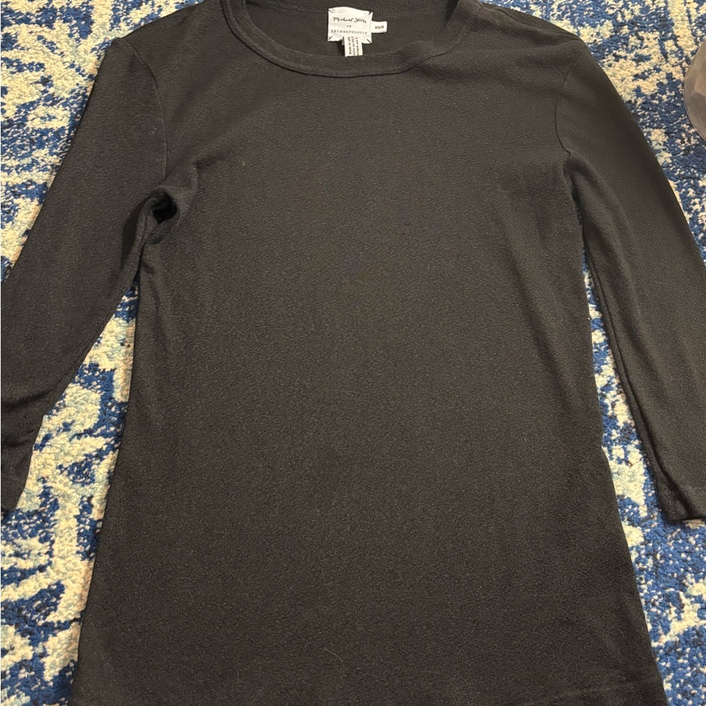 Anthropologie Black Fitted 3/4 Sleeve T-Shirt